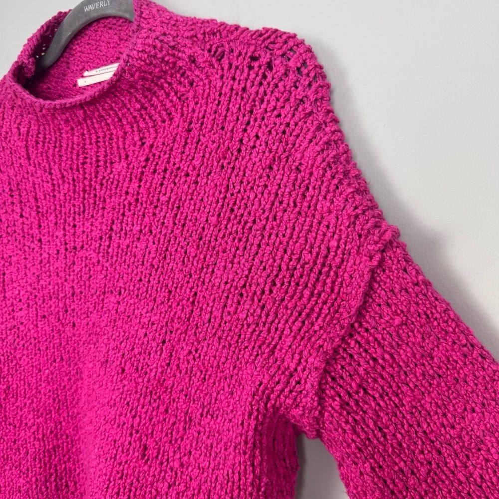 BY ANTHROPOLOGIE | Fuchsia Pink Turtleneck Sweater Flare Sleeve Women’s Size S - Picture 3 of 10